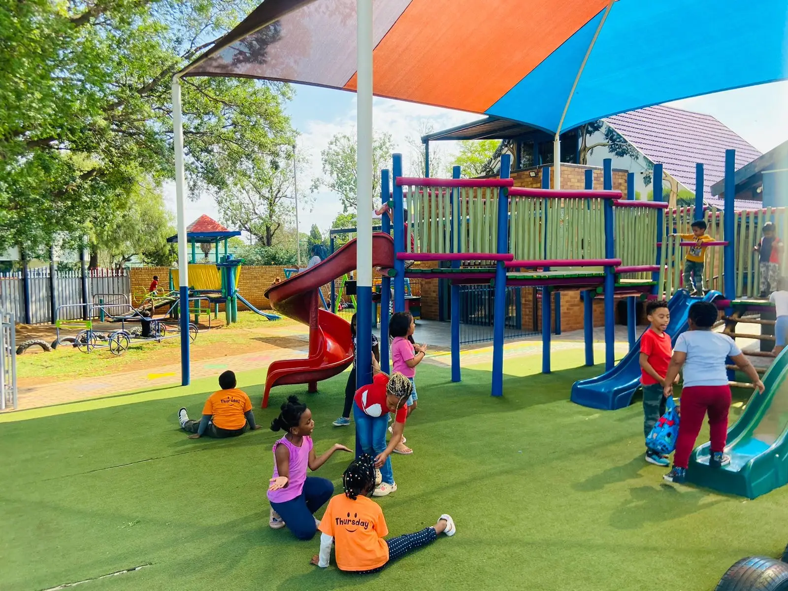 Playground at Noddy Nursery School Alberton - safe outdoor play area for children with climbing equipment and recreational activities