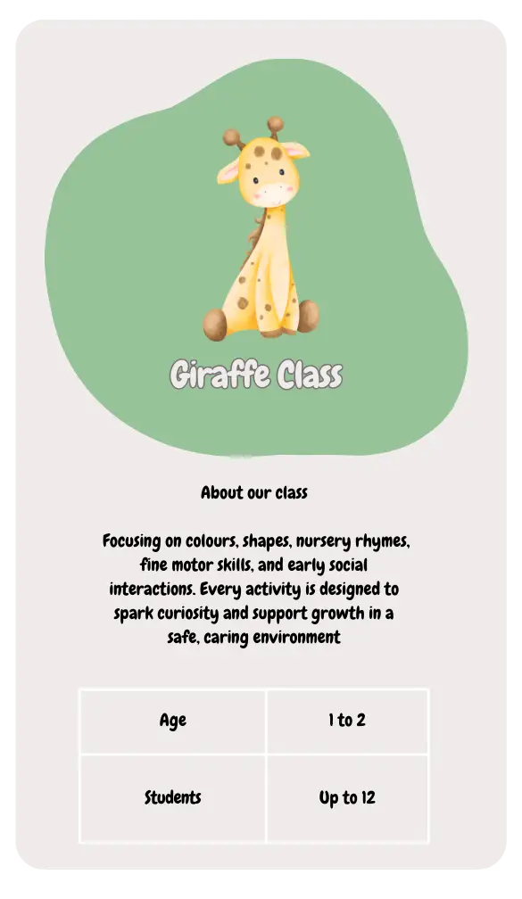 At Noddy Nursery school daycare and Grade R we Focusing on colours, shapes, nursery rhymes, fine motor skills, and early social interactions. Every activity is designed to spark curiosity and support growth in a safe, caring environment ages 1 to 2